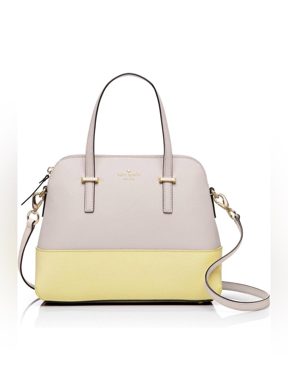 kate spade beige and Yellow Two-Tone Dome Satchel